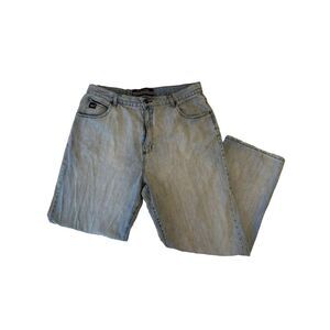 Phat Farm Jeans Mens 38x33 Vintage Baggy Y2K Jnco Style Wide Embroidered Patch‎